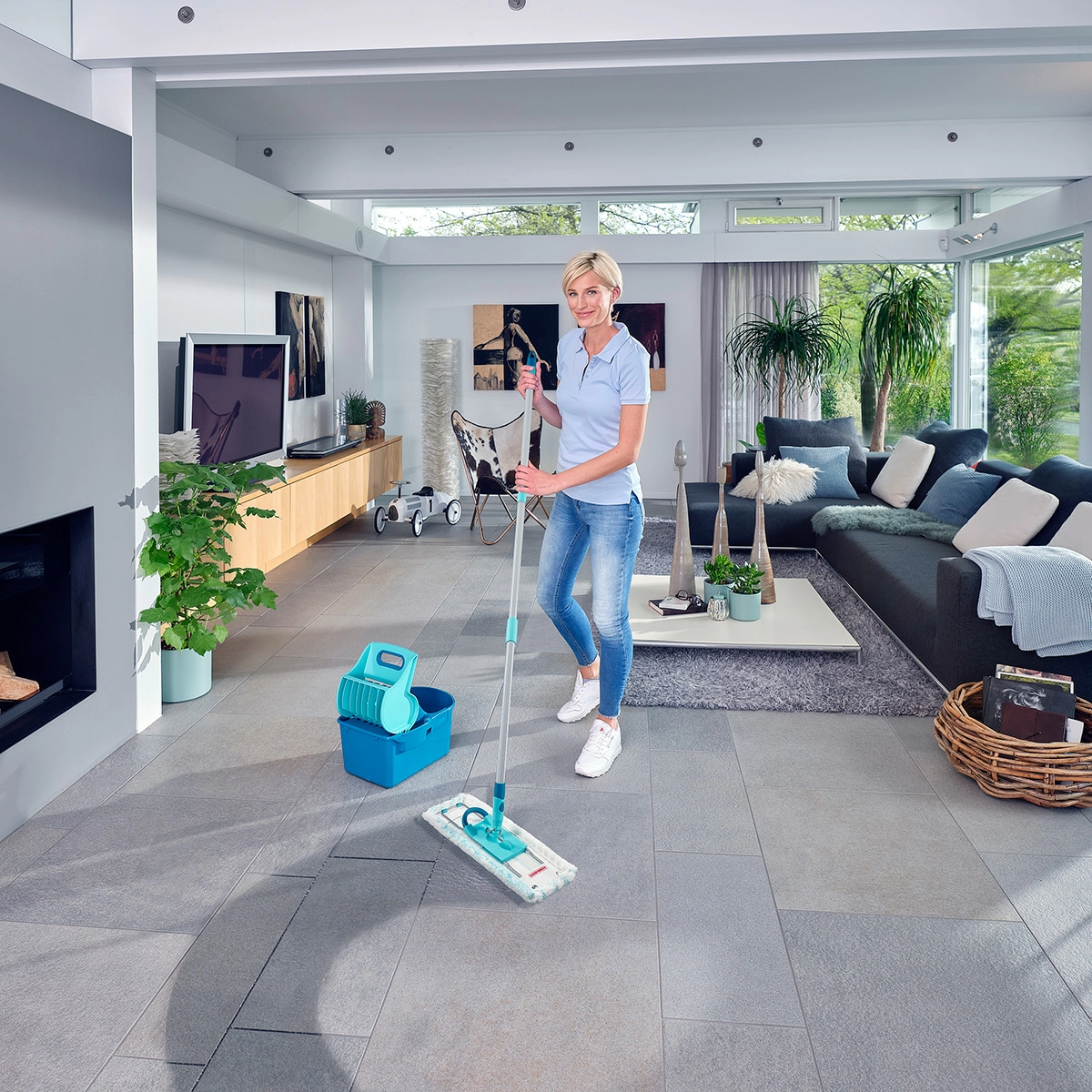 4 Набор для влажной уборки Leifheit Profi Compact: ведро с прессом для отжима и швабра фото 4
