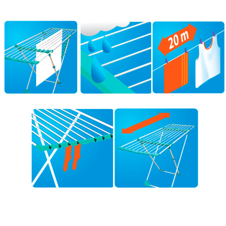 Сушилка для белья напольная раздвижная с толстыми прутьями Hausmann Aura Deluxe X фото 9