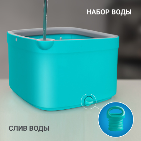 Комплект для уборки пола Hausmann Cosmic Niagara: швабра и ведро с системой отжима фото 14