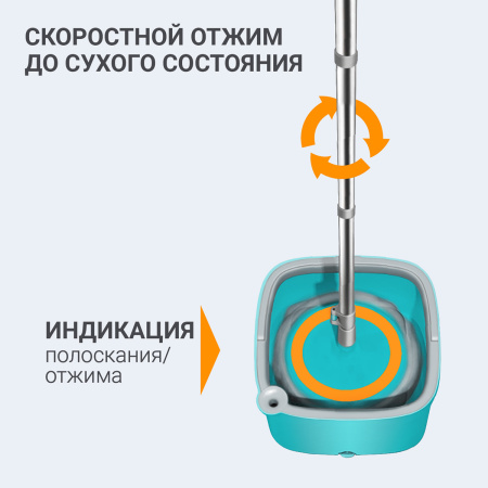 Комплект для уборки пола Hausmann Cosmic Niagara: швабра и ведро с системой отжима фото 9
